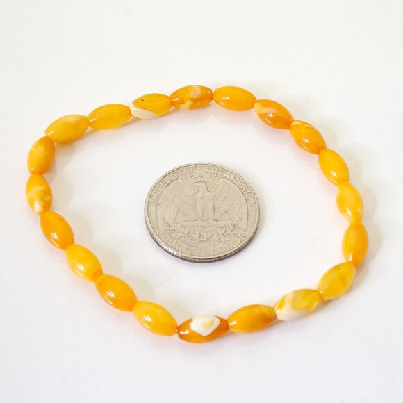 Genuine Butterscotch Elongated Bead Amber Bracelet, 100% NATURAL Amber 5.5-10mm - Picture 5 of 9